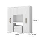 Guarda Roupa Casal 6 Portas 2 Gavetas Branco C/ Escrivaninha