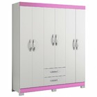 Guarda-roupa Casal 6 Portas 2 Gavetas Branco New/rosa Nt5130