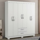 Guarda-roupa Casal 6 Portas 2 Gavetas Branco New/rosa Nt5130