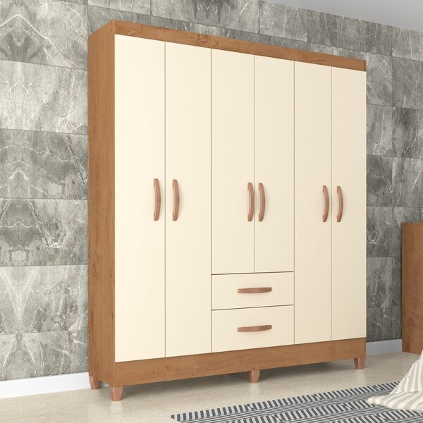 Guarda Roupa Casal 6 Portas 2 Gavetas Brasilia  Canelato Rúst