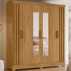 Guarda Roupa Casal 6 Portas 2 Gavetas Com Espelho Freijo Ripa