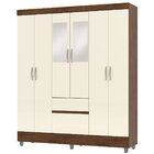 Guarda-roupa Casal 6 Portas 2 Gavetas Com Espelho Ideval Imbu