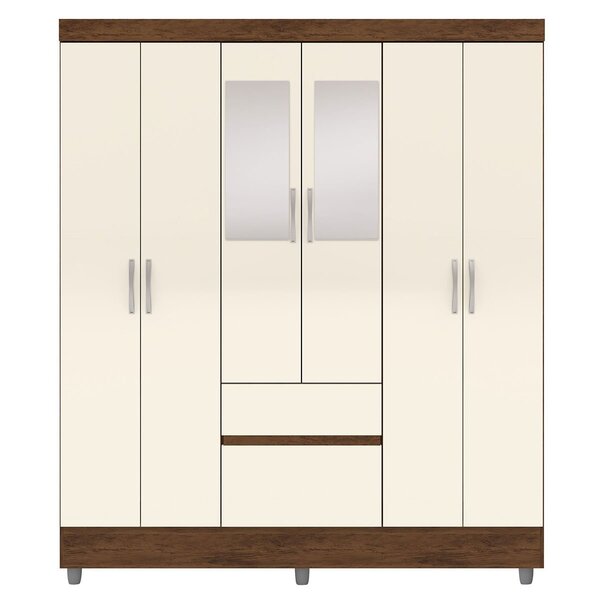 Guarda-roupa Casal 6 Portas 2 Gavetas Com Espelho Ideval Imbu