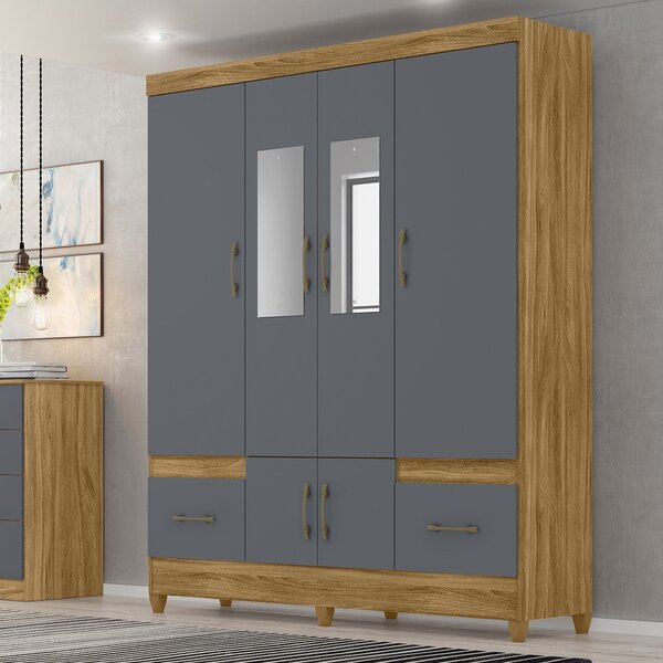 Guarda-roupa Casal 6 Portas 2 Gavetas Com Espelhos E Pés Ms91