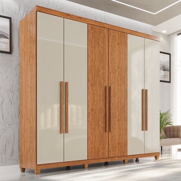 Guarda-roupa Casal 6 Portas 2 Gavetas Com Pés 100% Mdf Nápole