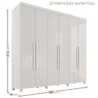 Guarda-roupa Casal 6 Portas 2 Gavetas Com Pés 100% Mdf Nápole
