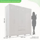 Guarda-roupa Casal 6 Portas 2 Gavetas Estrela Premium Branco
