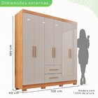 Guarda-roupa Casal 6 Portas 2 Gavetas Estrela Premium Cinamom