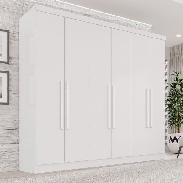 ゆめ Guarda-roupa Casal 6 Portas 2 Gavetas França Branco Branco | Leroy