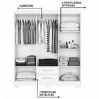 Guarda-roupa Casal 6 Portas 2 Gavetas Freijó Trend/off White