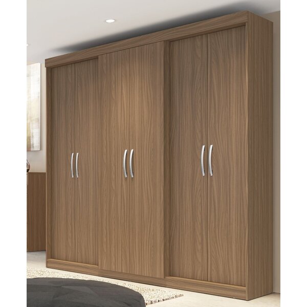 Guarda Roupa Casal 6 Portas 2 Gavetas Grécia  Nogueira