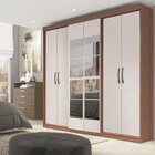 Guarda Roupa Casal 6 Portas 2 Gavetas Grécia Com Espelho Carv