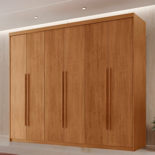 Guarda Roupa Casal 6 Portas 2 Gavetas Mdf Veracruz  Naturalle