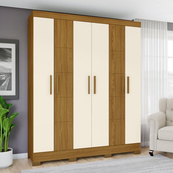 Guarda-roupa Casal 6 Portas 2 Gavetas Milos Henn Nature/off W