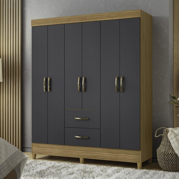 Guarda Roupa Casal 6 Portas 2 Gavetas Mobi Albatroz