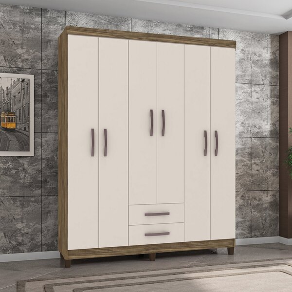 Guarda Roupa Casal 6 Portas 2 Gavetas Modena Incorplac Teka/c