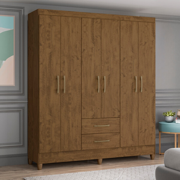 Guarda Roupa Casal 6 Portas 2 Gavetas Panamá Moval