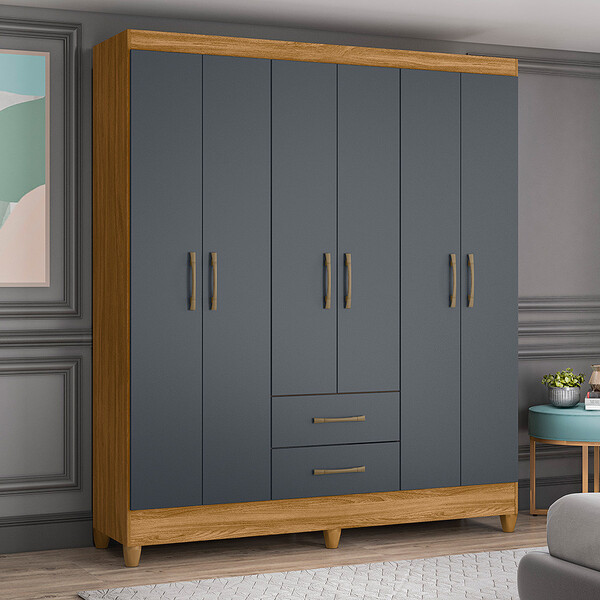 Guarda Roupa Casal 6 Portas 2 Gavetas Panamá Moval