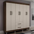 Guarda-roupa Casal 6 Portas 2 Gavetas Paris  Imbuia/off White