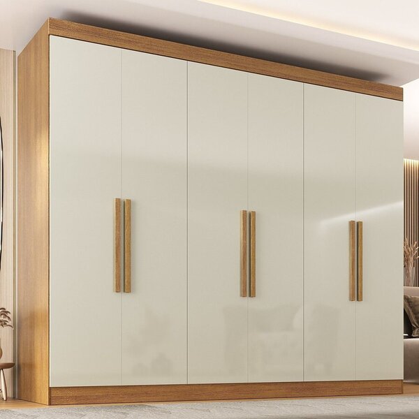 Guarda-roupa Casal 6 Portas 2 Gavetas Paris Cinamomo/off White