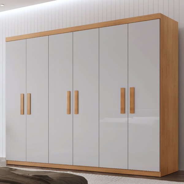 Guarda Roupa Casal 6 Portas 2 Gavetas Petra Imbuia/off White