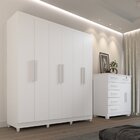 Guarda Roupa Casal 6 Portas 2 Gavetas Porto Branco