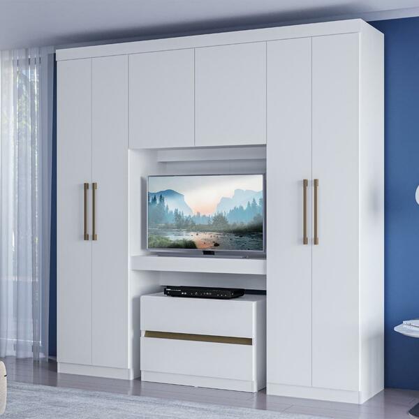 Guarda Roupa Casal 6 Portas 2 Gavetas Porto Branco Carraro