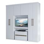 Guarda Roupa Casal 6 Portas 2 Gavetas Porto Branco Com Painel