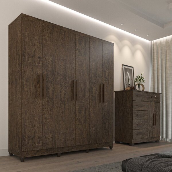 Guarda Roupa Casal 6 Portas 2 Gavetas Porto Wengue