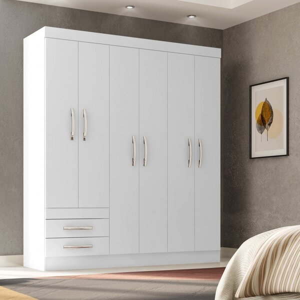 Guarda-roupa Casal 6 Portas 2 Gavetas Recife Poliman Móveis B