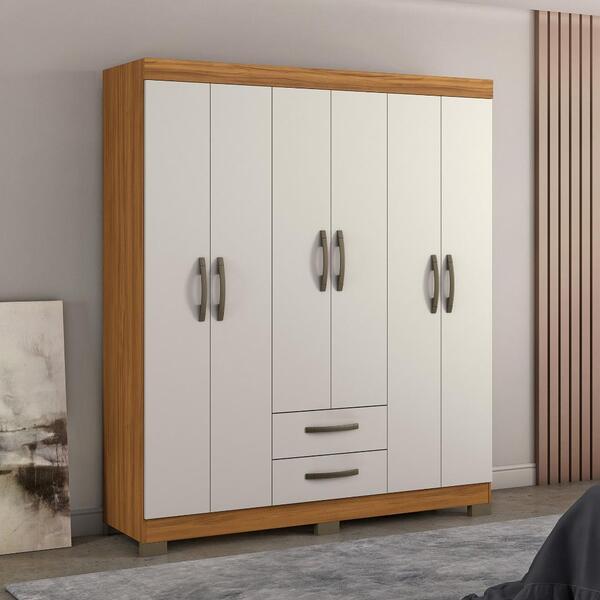 Guarda-Roupa Casal 6 Portas 2 Gavetas Viena Notável Freijó/Of