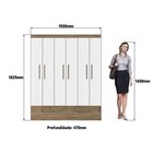 Guarda-roupa Casal 6 Portas 2 Gavetas Wood/branco Brilho