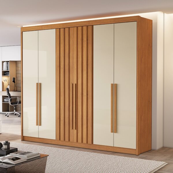 Guarda Roupa Casal 6 Portas 2 Ripadas 100% Mdf Portugal Cinam