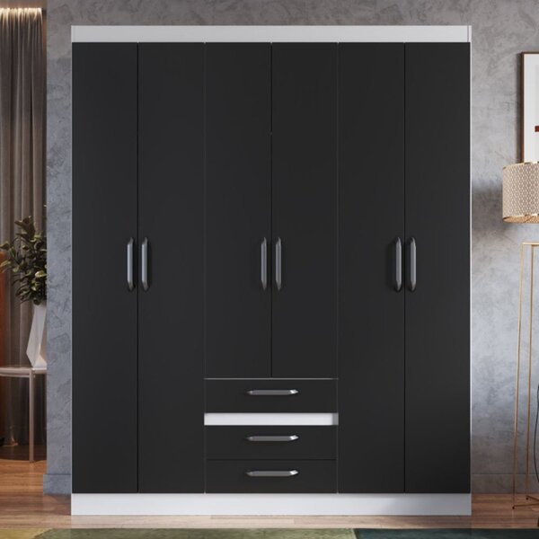 Guarda Roupa Casal 6 Portas 3 Gavetas Branco/preto | Leroy Merlin