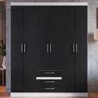 Guarda-roupa Casal 6 Portas 3 Gavetas Branco/preto Fosco Rp36