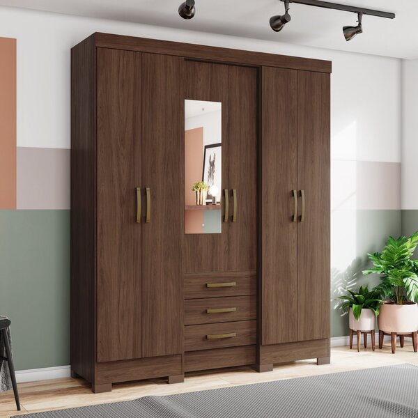 Guarda Roupa Casal 6 Portas 3 Gavetas Briz Castanho Hp