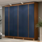 Guarda-roupa Casal 6 Portas 3 Gavetas Cb02r583 Canela/azul Pr