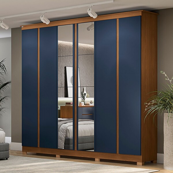 Guarda-roupa Casal 6 Portas 3 Gavetas Com Espelho Cb01r Canel