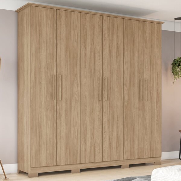 Guarda-roupa Casal 6 Portas 3 Gavetas Cover Jequitibá Brilho