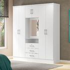 Guarda Roupa Casal 6 Portas 3 Gavetas Espelho Branco Carraro