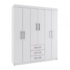 Guarda-roupa Casal 6 Portas 3 Gavetas Fortaleza Rodial Branco