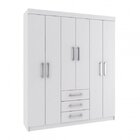 Guarda-roupa Casal 6 Portas 3 Gavetas Fortaleza Rodial Branco