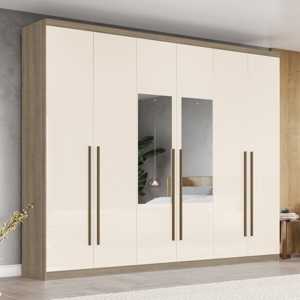 Guarda-roupa Casal 6 Portas 3 Gavetas Internas Com Espelho Ja