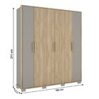Guarda Roupa Casal 6 Portas 3 Gavetas Java Carvalho/cinza