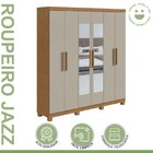 Guarda-roupa Casal 6 Portas 3 Gavetas Jazz Com Espelho E Com