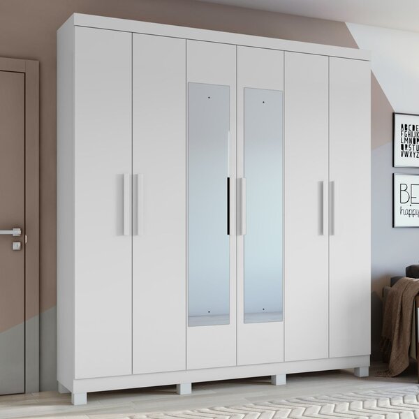 Guarda-roupa Casal 6 Portas 3 Gavetas Jazz Com Espelho E Com