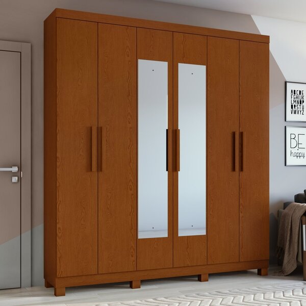 Guarda-roupa Casal 6 Portas 3 Gavetas Jazz Com Espelho E Com