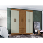 Guarda-roupa Casal 6 Portas 3 Gavetas Lion Freijó E Cinza