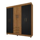 Guarda-roupa Casal 6 Portas 3 Gavetas Lion Freijó E Preto