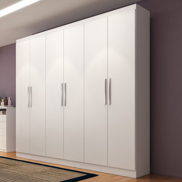 Guarda Roupa Casal 6 Portas 3 Gavetas Mônaco  Branco